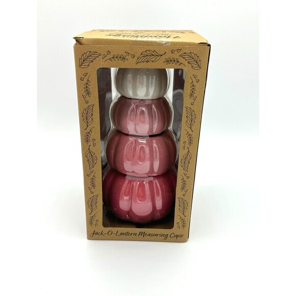 10 Strawberry Street Pink Jack O Lantern Measuring Cups - Picture 3 of 4